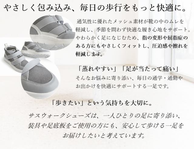 【中古】右足用の装具 足底板対応・大きく開いてすっと履ける “ひとりで履けた”を支える
