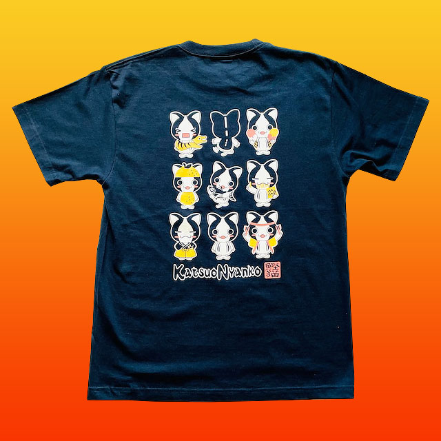 カツオにゃんこ・Tシャツ（ネイビー）・高知のご当地キャラ