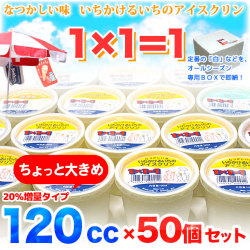 【増量タイプ】高知のアイスクリン・1×1＝1（いちかけるいち）・ちょっと大きめ120cc×50個セット