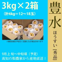 豊水梨・秀品・6kg（3kg×2箱セット）計10～18玉・厳選農家の産地直送