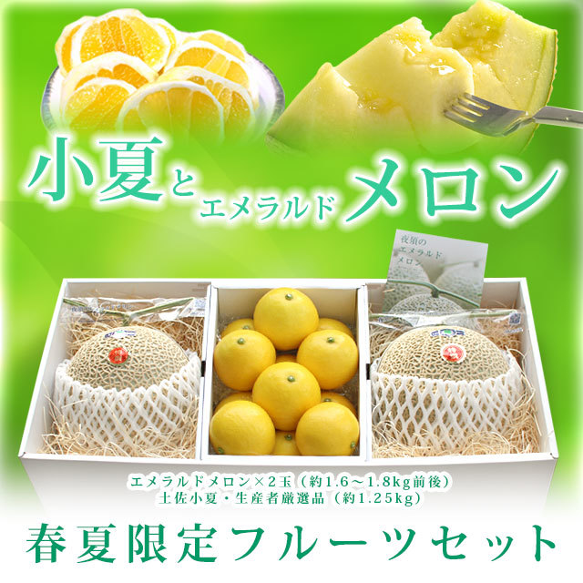 エメラルドメロン2玉とハウス小夏のセット