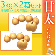 甘太（かんた）梨（なし）・秀品・3kg×2箱セット（合計10～16玉前後入）・厳選農家のもぎたて・産地直送