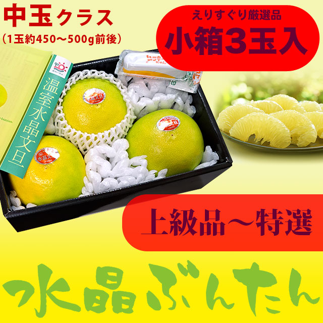 水晶文旦（高知県産）・上物～特選ご贈答用・約1.5kg箱・3玉入り