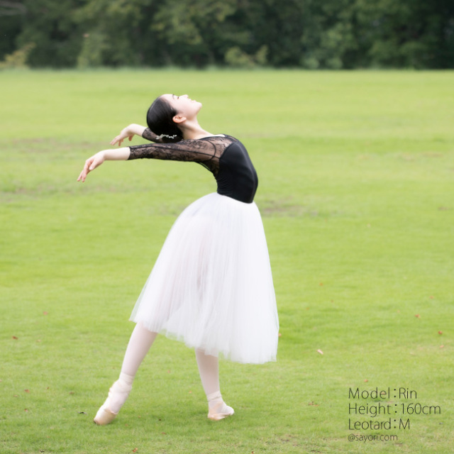 アロンジェ 七分袖レオタード レース メッシュ バレエサヨリ