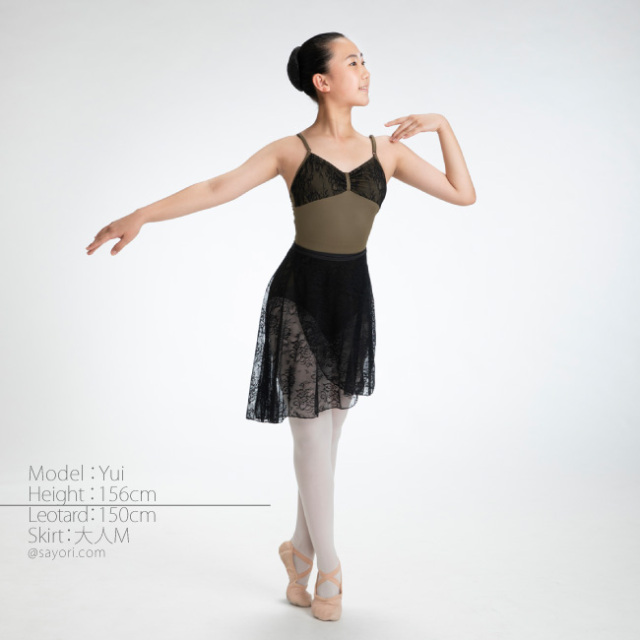 リボンパッセ 胸元レース スカートなしレオタード 日本製