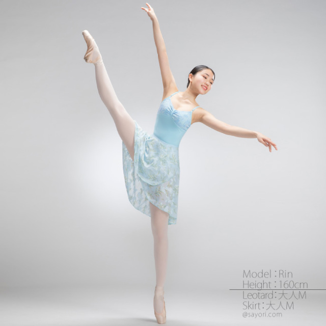 リボンパッセ 胸元レース スカートなしレオタード 日本製