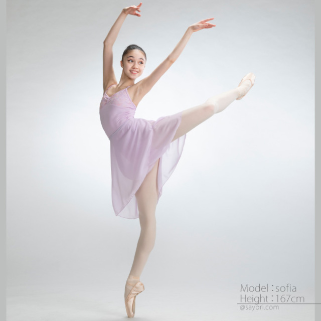 リボンパッセ 胸元レース スカートなしレオタード 日本製