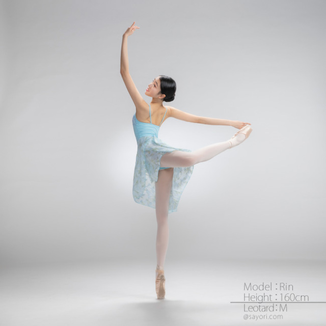 リボンパッセ 胸元レース スカートなしレオタード 日本製