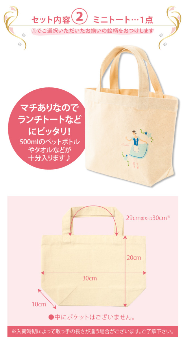 ブラボーセット ｇ バレエ 刺しゅうハンカチ ミニトート 2点セット バレエ 発表会 ギフト 今治タオル バレエ発表会のプレゼントやお返しに バレエギフト バレエプレゼント エコバッグ ランチバッグ Scz006