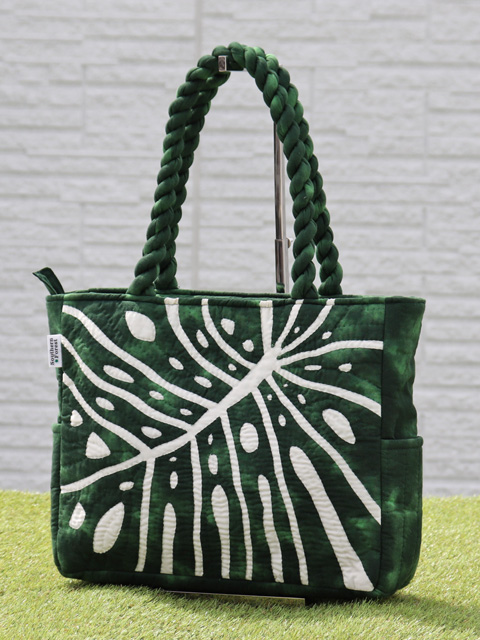 ハワイアンキルトバッグ　モンステラ