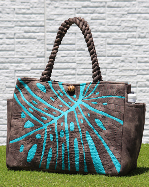 ハワイアンキルトバッグ　モンステラ