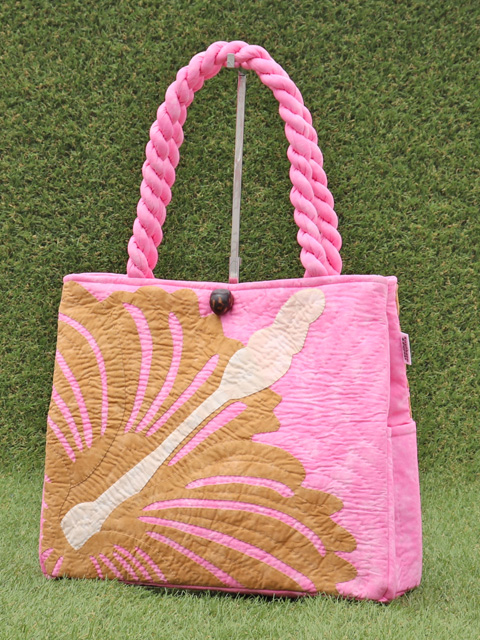 ハワイアンキルトバッグ　ハイビスカス