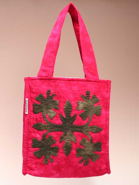 ハワイアンキルト　ミニトートバッグ　ハイビスカス　レッド