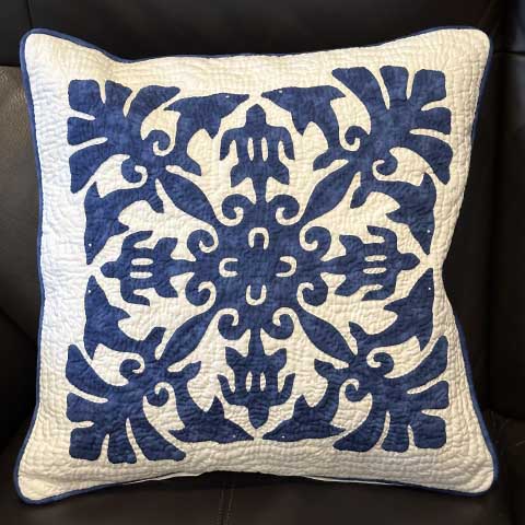 ハワイアンキルトクッションカバー　ドルフィンタートル