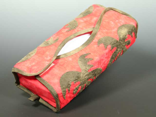 ハワイアンキルト　ヤシの木　Eダークブラウン　オン　ダークオレンジ