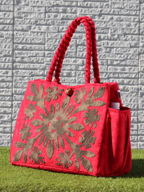 ハワイアンキルトバッグ（切り替えバッグハイビスカス） ☆ハワイアン