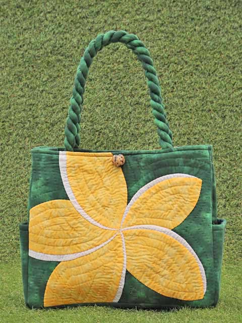 ⭐️ ハワイアンキルト ⭐️ トートバッグ / イエロー × プルメリア