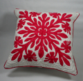 クッションカバー、L、ラージサイズ、ハイビスカス、レッド、ホワイト