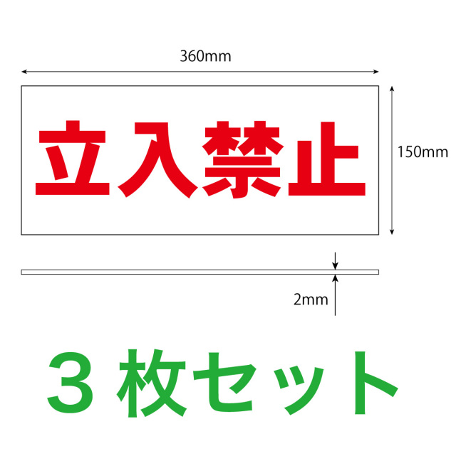 立入禁止３枚入り寸法解説図