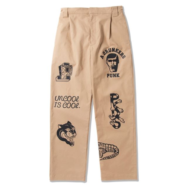 PUNK DRUNKERS パンクドランカーズ プリントいっぱいチノパン