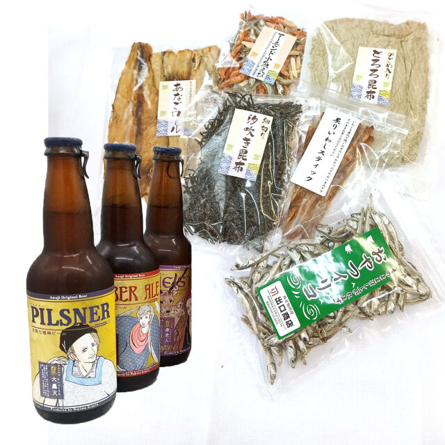 淡路七福神ビール3本＿おつまみセットB（乾物）