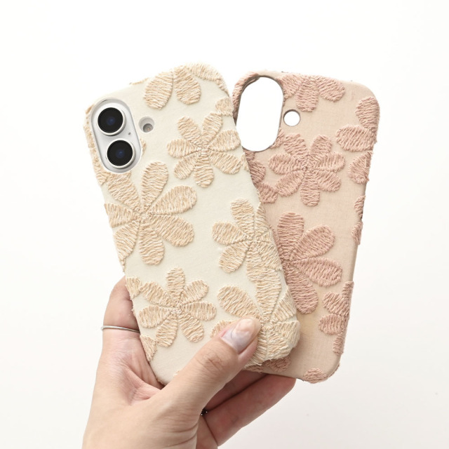 全機種対応 スマホケース まるっと 【 ラテフラワー 刺繍 】