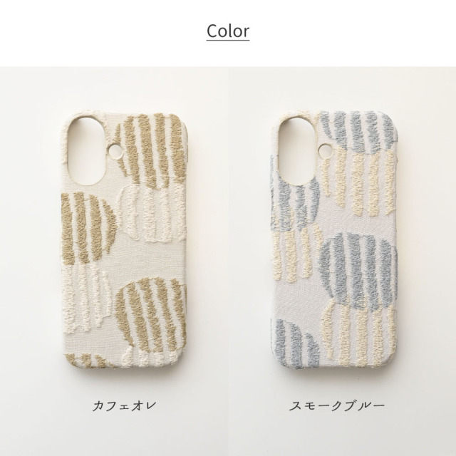 全機種対応 スマホケース まるっと 【 北欧 サークル ストライプ 刺繍 】