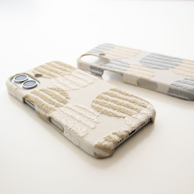 全機種対応 スマホケース まるっと 【 北欧 サークル ストライプ 刺繍 】