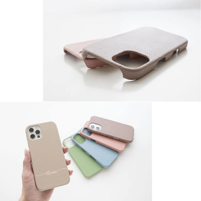 全機種対応 スマホケース 【 本革 まるっと Nuance パステル 名入れ 】