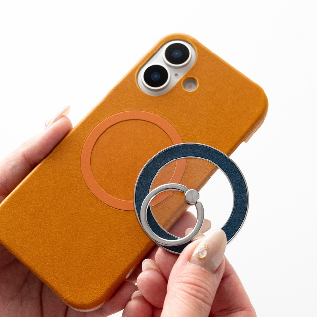 MagSafe対応 iPhone限定 スマホケース 【 まるっと メタルリング 栃木レザー Sジーンズ 】