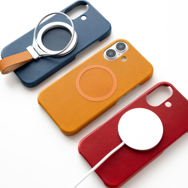 MagSafe対応 iPhone限定 スマホケース 【 まるっと メタルリング 栃木レザー Sジーンズ 】