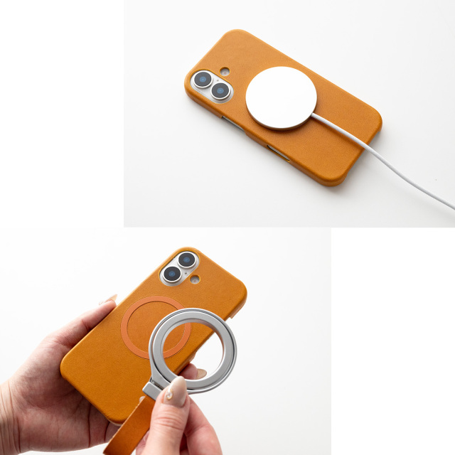 MagSafe対応 iPhone限定 スマホケース 【 まるっと メタルリング 栃木レザー Sジーンズ 】