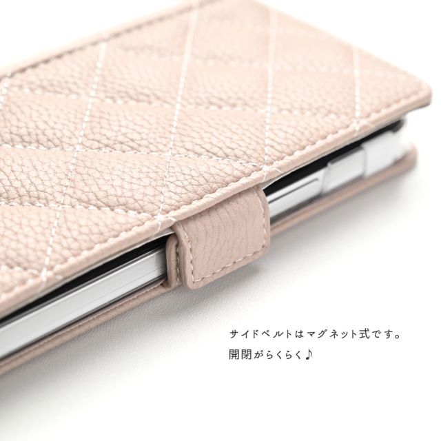 ミラー付き スマホケース 手帳型 【 キルティング コインケース付き 】 