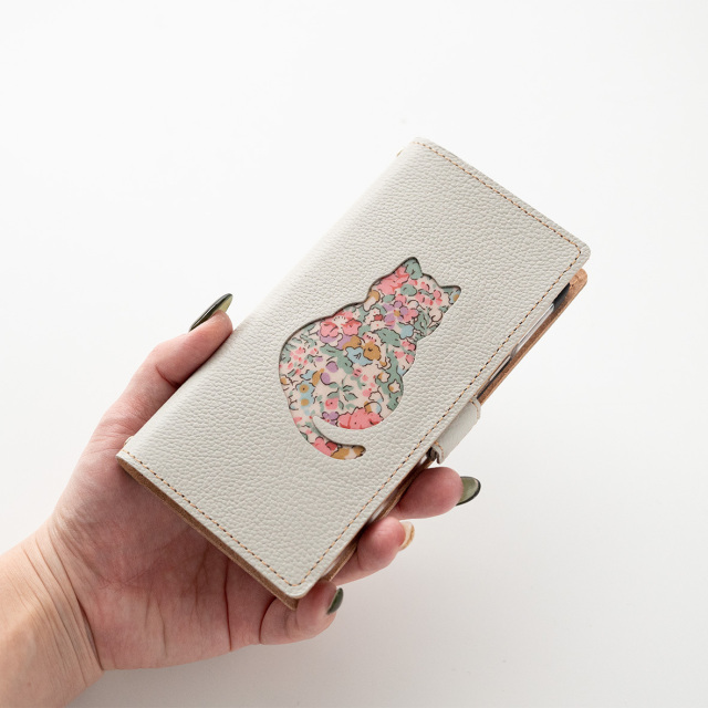 全機種対応 スマホケース 手帳型 【 リバティ猫 ・ リバティうさぎ 】