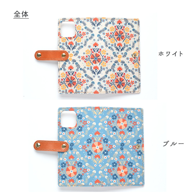 全機種対応ジャスミン柄手帳型スマホケース