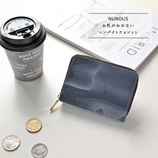 コンパクトウォレット【 NUNOUS 】本革 財布 ミニ財布 コインケース 小銭入れ カードケース デニム メンズ