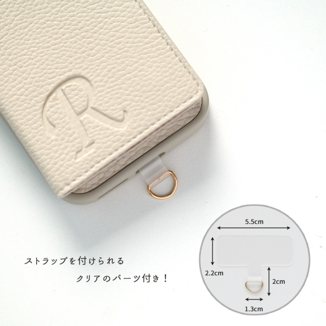 多機種対応 カラーリアケース 【 付け替え 二つ折り カードケース ミラー付き イニシャル 】