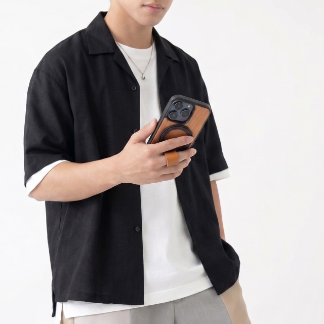 iPhone限定 MagSafe対応 リアケース 【 ウッド 】