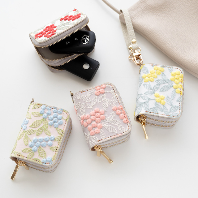 スマートキーケース ダブル 【 ぷっくりミモザ 】