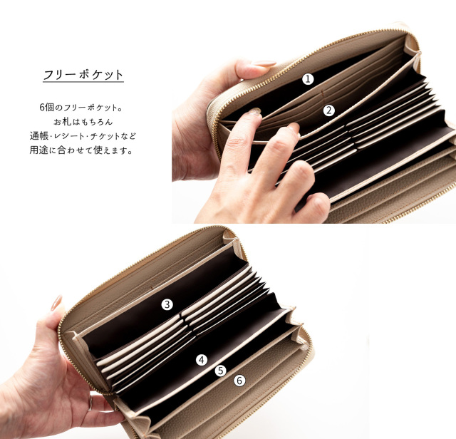 じゃばら式 ロングウォレット 【 ぷっくりミモザ × シュリンクレザー 】
