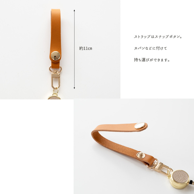 パスケース リール付き 【 ぷっくりミモザ × シュリンクレザー 】