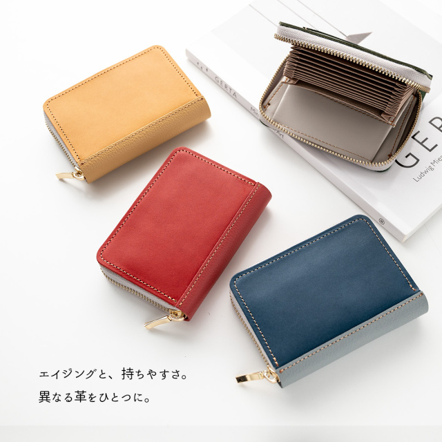 お札が折れない コンパクトウォレット 【 Sジーンズ × シュリンクレザー 】