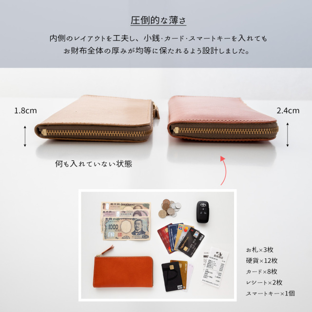 スマートキーinL字ファスナーロングウォレット 【 栃木レザー Sジーンズ 】