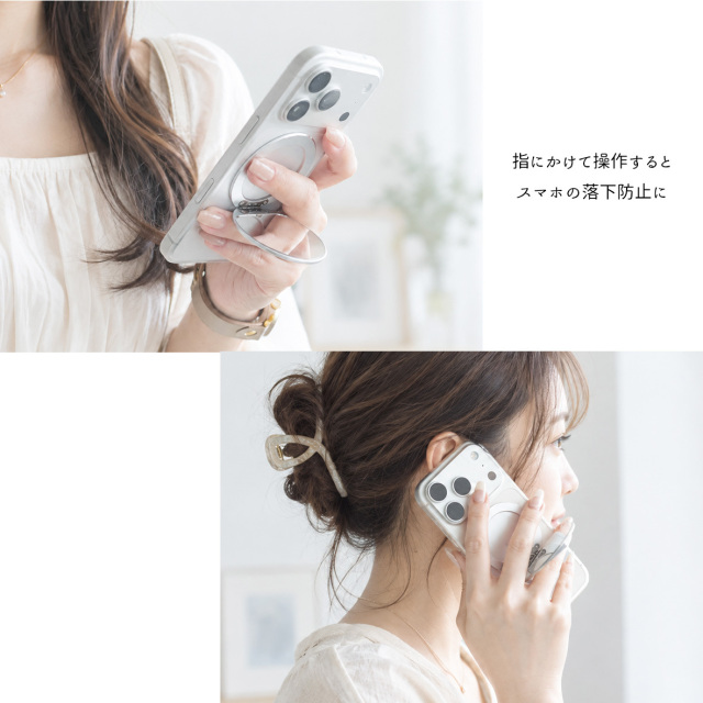MagSafe対応 ミラー付き 薄型 スマホスタンド 【 シュリンクレザー 】