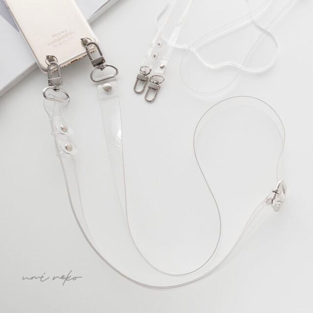 ショルダーストラップ 【 クリア 可変式ストラップ 】 PVC スマホショルダー 長さ調節