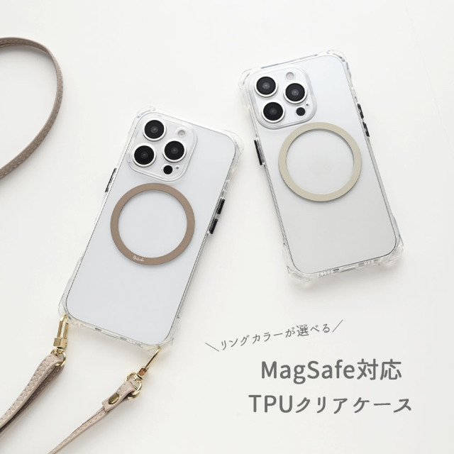 MagSafe対応 iPhone TPUクリアケース 【 MagSafeリング 名入れ 】