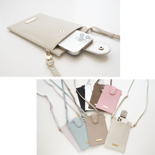 スナップベルト付き スマホポシェット 【 simple ネームプレート 名入れ 】 
