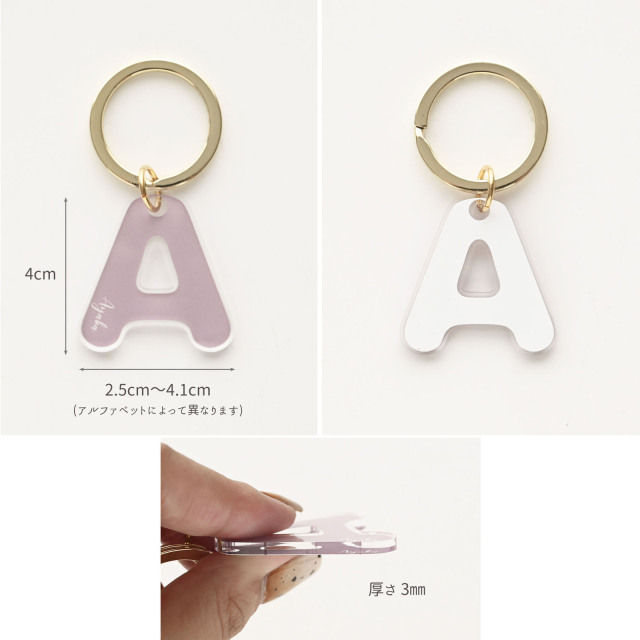 イニシャル クリア アクリル キーホルダー 【 くすみカラー 名入れ 】