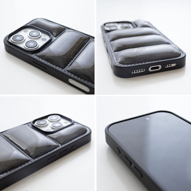 【 フェザー in ダウンジャケット風 スマホケース 名入れ 】 