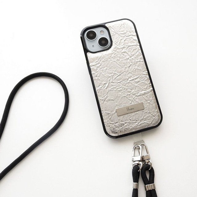 【 クリンクル シルバー リアケース ネームプレート 名入れ 】 